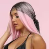 Nova moda feminina bling strass cabeça cachecol turbante chapéu bandana cristal malha boné de cabelo snood redes headpiece accessorie1959880