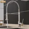 Xoxo Kitchen Faucet Dra ut kallt och varmt borstat nickel torneira rotera svängbar 2-funktion Vattenuttag Mixer Tap 1343a-S T200423