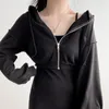 Tatlı Rahat Sonbahar Setleri Katı Bodycon Pembe Askı Elbise Mini Sling Kapşonlu Hoodies Kırpma Fermuar Tişörtü Ceket Seksi Vahşi 220302