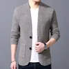 Suéteres masculinos Cardigan de lã masculina de lã de lã simples estilo de cor sólida de cor sólida