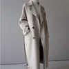 Autumn Winter Slim Long Coat Women Casual Double Breasted Woolen Coat Female Korean Elegant Office Lady Overisze Outwear 201218