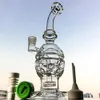 Partihandel Faberge Fab Egg Glass Bongs Swiss Perc Oil DAB Rig Showerhead PERC Glas Vattenrör Recycler 9Inch 14mm Hookahs MFE01