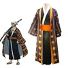 Un morceau Wano Pays Trafalgar Law Outfit Kimono cosplay long manteau, robe, ceinture, chapeau