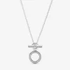 100% 925 sterling silver Double Hoop T-bar Necklace Fashion Women Wedding Engagement Jewelry Accessories For Gift