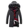 Jaqueta de Winter Mens Parkas Casaco Longo Casaco de Peles de Coloque de Peles Longo Capuz de Capuzes Capacotes Menses Slim Slim Fit Warm Coat 201119