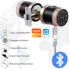 Parmak İzi Kapısı Kilidi Tuka Bluetooth WiFi Dijital Klavye Akıllı Kart Kombinasyon Kilidi Ev / Ofis / Hotel DIY Lock 201013