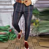 Erkek Takım Elbise Blazer İş Pantolon Çizgili Baskı Düğmeli Pantolon Erkek Rahat Bahar Sosyal Slim Fit Takım Elbise Sonbahar Fermuar Yumuşak Uzun
