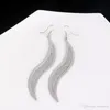 Boucle d'oreille argent / or cristal long pendientes pour femmes gommage goutte crochet pendring nouvelles boucles d'oreilles