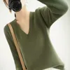 Hiver d'automne haut de gamme 100% Sweater en cachemire V- cou Femelle Femelle Loose grande taille Girl Girl Cloths Tops Standard Outwear 201223