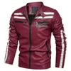 Jaqueta de couro de alta qualidade masculina Menas de camisa de moto casual casaco de moto de moto masculino Stand colar quente Pu Outwear 201127