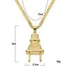 14K Gold Plated Mens Hip Hop Lighting Plug Pendant Halsband med 70 cm lång kubansk länkkedja smycken320g