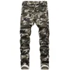 Slim Fit Camo Men Jeans Army Green Camuflage chude jeansowe dżinsowe dżinsowe dżinsy streetwearu dla mężczyzn calca Masculina1553 201128