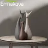 Ermakova 3 PCS鹿の家族の置物現代的な方法セラミックの彫像家の装飾飾りフィギュア動物飾りT200703