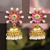 Alliage d'or fleur boucles d'oreilles pour femmes tribu indienne bijoux bohème perle pendentifs cloches gland boucle d'oreille bijoux de mariage