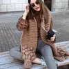 Duoupa grovt stickat tröja kvinnor Autumnwinter Fashion Lantern Sleeve Cardigan Kvinnlig Open Front Korea Sweater Coat 210204