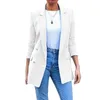 Trajes de mujer Blazers Blazer Chaquetas de traje para mujer Abrigos largos sólidos Oficina Señoras Turn Down Collar Casual Mujer prendas de vestir exteriores