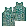 大理石のバスケットボールLebron James High School Jersey 23 St Vincent Mary Fightingアイルランドのクラウンブラックブラウングリーンチームすべてステッチスポーツファン通気性純綿