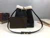 M56963 Neonoe MM Kvinnor Bucket Bag Real Sheepskin Rained Shearling Leather Dyed Cream Blue Caramel Pink Purse Shoulder Bag Crossbod322u