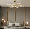 Nordic LED plafondlamp voor slaapkamer woonkamer lotus blad vorm creatief ontwerp alle koperen kroonluchters home decoratieve lichten