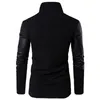 Maglione dolcevita da uomo moda patchwork PU manica in pelle design lungo uomo cardigan casual cerniera sottile nero tirare Homme 201221