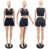 Tenues en gros Costumes de jogging d'été Femmes Survêtements Sans manches Crop Top T-shirts + Glands Shorts Deux Pièces Ensemble Casual Sportswear En Vrac 7064