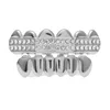 Nowe Gold Grills Hip Hop Iced Out CZ Diamenty Zęby Top Silver Hiphop Biżuteria Złote Zęby Grillz Rhinestone Topbottom Grills Set