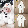 0-3Y Baby Boy Girl Snowman Hooded Jumpsuit Newborn Unisex Zipper Romper Långärmad Fleece Playsuit Warm Clothes G1221