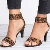 Vårkvinnor Pumpar Sandaler Tunn High Heel Open Toe Zipper Suede Leopard Platform Office Ladies Sandal Shoes Sapato Feminino 1010