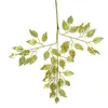 12pcs 유칼립투스 잎 컬러 인쇄 실크 인공 녹색 식물 가짜 꽃 홈 정원 공예 장식 골드 트리