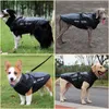 Manteau de chien d'hiver imperméable à l'eau de grand chien avec harnais collier de fourrure chaud vêtements pour animaux de compagnie gros chien veste Labrador Bulldog Costume 201102