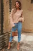 Nieuwe herfst mode vrouwen gebreide o-hals batwing losse lange mouwen kwastje fringe gepatchte trui jumper tops plus maat SML XL