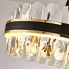 Led postmoderne ronde ovale kristallen kroonluchter verlichting glans ophanging armatuur lampen voor eetkamer gratis verzending