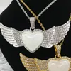 50PcsLot Custom Jewelry Sublimation Heart Shape Angel Wings Necklace With Thick Chain For Promotion Gifts1084410