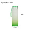 Sublimation Water Bottle 500ml Frosted Glass Water Bottles gradient Blank Tumbler Drink ware Cups RRA12180