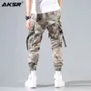 AKSR Men's military joggers Streetwear Hip Hop Sweatpants Trousers Tactical Mens Cargo Harem Pants Men 201221