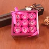 Valentine Day Rose Gift 9 Pcs Flower Rose Box Wedding Mother Day Birthday Day Artificial Rose Flower 8color HH21-22
