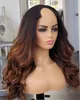 Glueless Body Wave Ombre Brown Auburn U Part Human Hair Wigs 10Aグレードブラジルレミーフルマシンウィッグ女性250デンシー