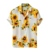 Mode plus storlek skjortor herr sommar solros mönster skjortor avslappnad kort ärm strand lös blus 2020 hawaiian skjorta #31287m