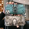 뱀 패턴 Crossbody Wallet 케이스 iPhone 13 11 12 Pro XR x 8 7 플러스 삼성 S20 울트라 체인 끈 패션 쉘 디자이너 커버