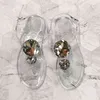 Lager storlek 42 sommar sandal kvinnor explosion diamant gelé skor kvinnliga sandaler mode transparent skor platt strand sandal y220211