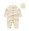 Baby Kinder stricken Pullover Strampler Herbst Winter Kleinkind Kinder stricken Langarm Overall Pompon Hüte kleiner Junge Mädchen rom2214414