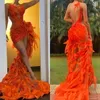 Robes de soirée orange coupé sexy
