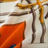 Tache tête Foulard femmes 100 soie Orange carré écharpes renard imprimé Satin Foulard Femme Echarpe rétro sergé foulards 6060 CM Whole42955171447489