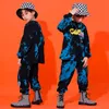 Kid Cool Hip Hop Roupa Tie Tintura Suéter Crop Top Manga Longa Basculador Calças Para Meninas Meninos Dança Traje Roupas De Rua Vestuário