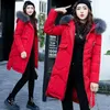 Women's Down Parkas Winter Coat Women Red M-3XL Plus Size Loose 2022 Korean Fashion Black Grey Long Pur Hooded Cotton Jacket Feminina LJ06