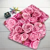 3pcs Set Pink Roses Pattern Bath Anti Slip Shower and Toilet Mat Bathroom Products 2012117262407