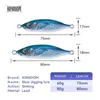 Kingdom 60g 75mm 80g 80mm S-shape Slow Jigging Luminous Coating Sinking Jigging Artificial Bait Sea Fishing Accessories Lures 2202295y