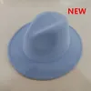 fedora hoeden dames Nieuwe klassieke eenvoudige brede rand vilt vintage blauw wit groen Veelkleurige jurk winter dames226c