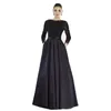 Janique svart långa ärmar elegant formell klänning a-line juvel spets pärlor mamma till bruden klänningar skräddarsydda kvinnor kväll wea255c