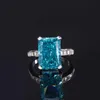 Anelli a grappolo DIMINGKE S925 Anello donna in argento sterling 10 * 14MM Rettangolare Verde Giallo Blu Diamante ad alto tenore di carbonio Fine Jewelry Wedding Party